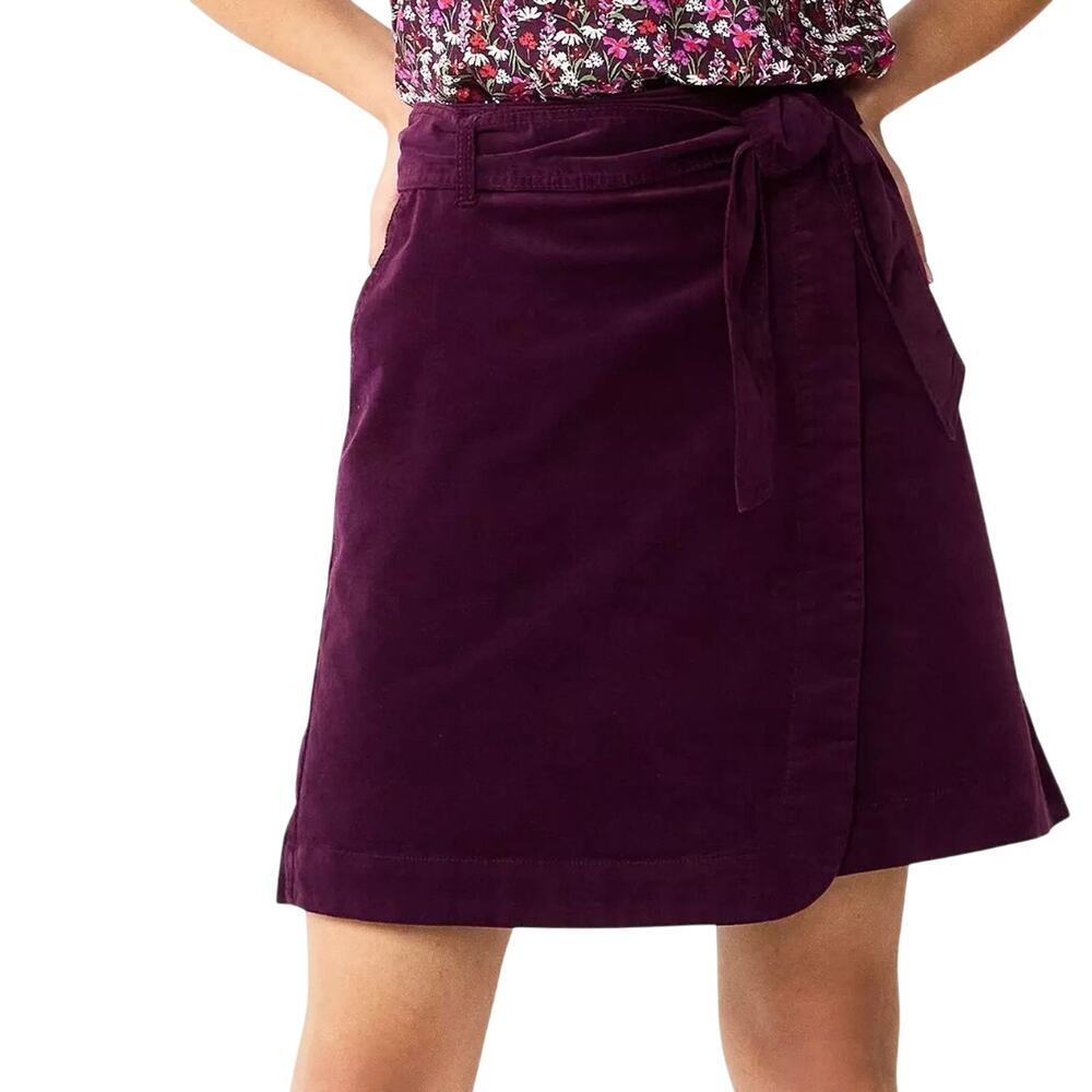 Draper James Women's Tie Front Corduroy Mini Skirt Plum Sz Small N